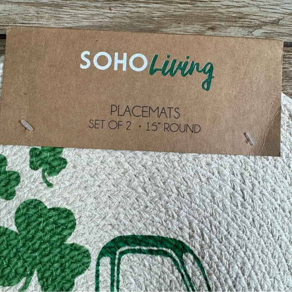 SoHo Living St. Patrick's Day Placemats set of 2 Farmhouse Green Table Decor - Picture 3 of 9